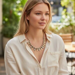 Vintage Gold and Silver Necklace with ebony